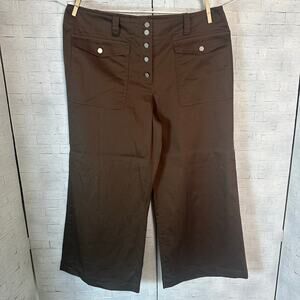 Calvin Klein women’s capris wide leg butterfly brown patch pockets fall